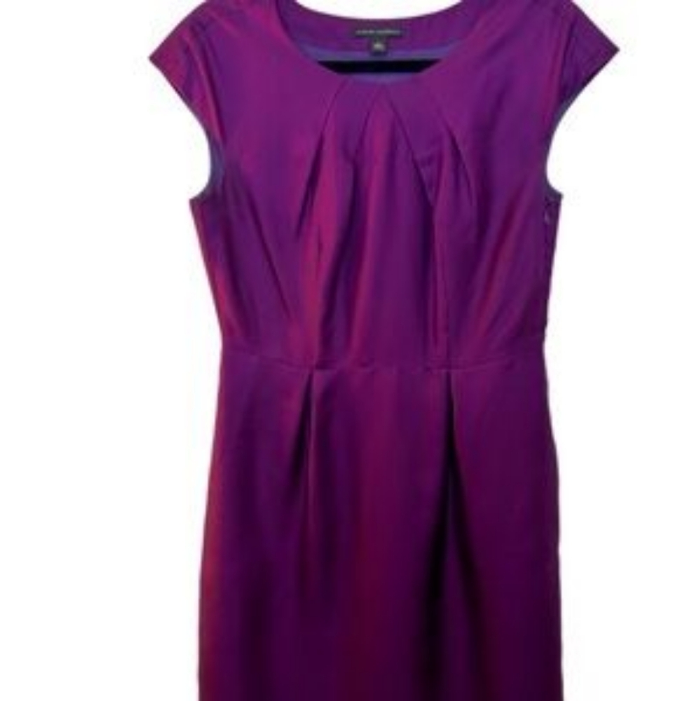 Banana Republic Purple Pleated Sheath Dress, Size 6